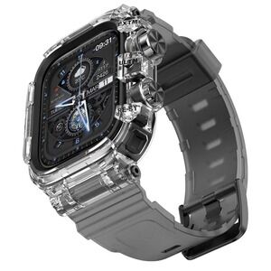 GOTON SHOCK PROOF CASE AND BAND TPU STRAP TRANSLUCENT BLACK Military Rugged [D]